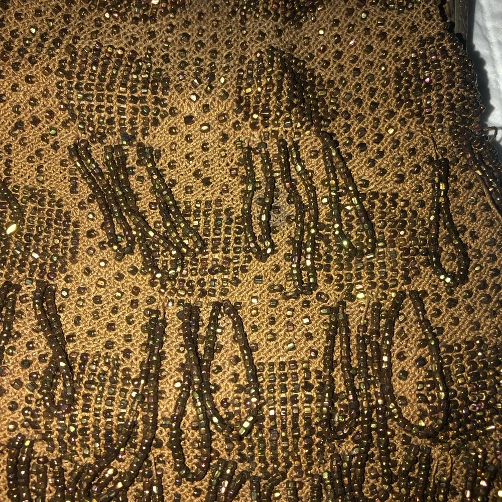 Antique Flapper Art Deco Beaded Purse Bronze Brown